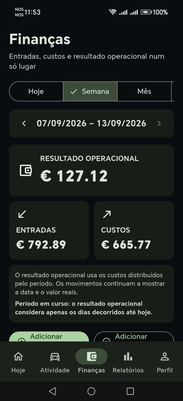 Ecrã de Finanças da aplicação VOLANTIFY